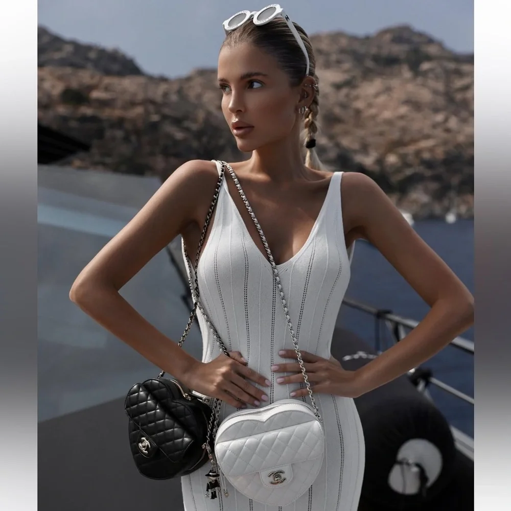 CHANEL White heart bag